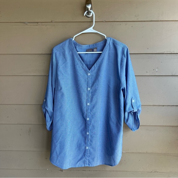 Chico's Tops - Chico's Striped Button Down Shirt - Size XL Preppy Classic Modest Casual